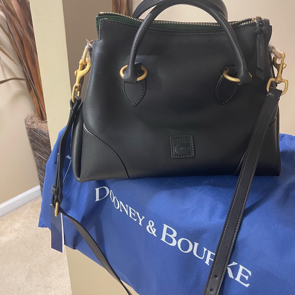 Dooney & Bourke Black Satchel with Gold Accents